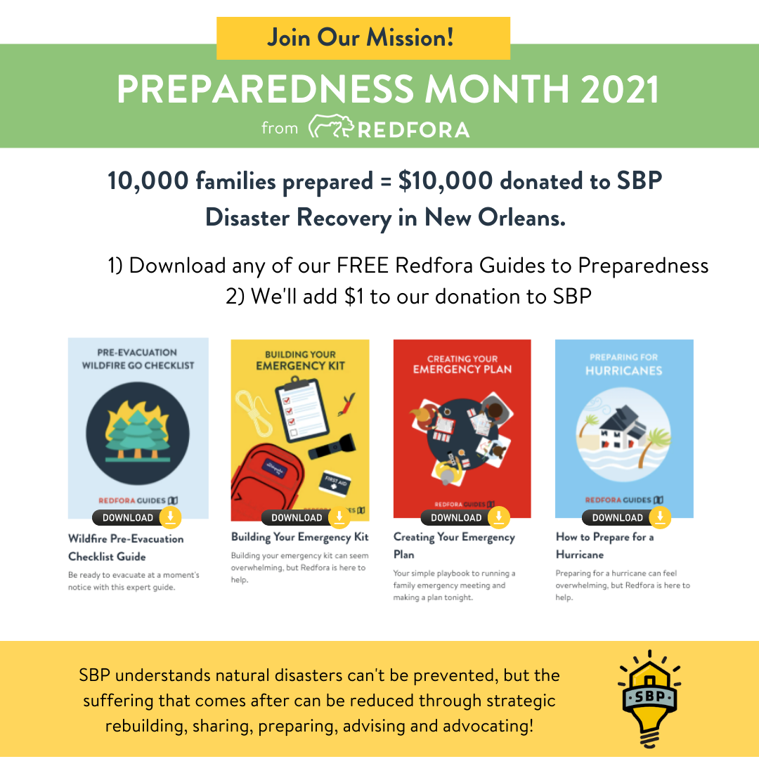 Help Redfora by Ethos donate $10,000 to charity this month by downloading a free guide to preparedness