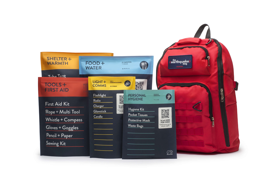 Complete kit with backpack for emergency situations