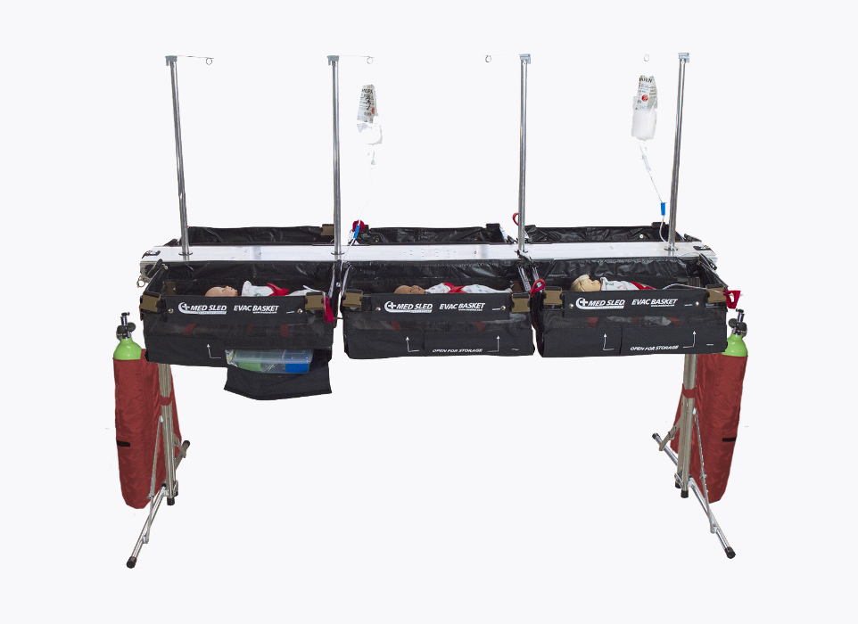 Newborn intensive care unit full system setup with individual baskets. 