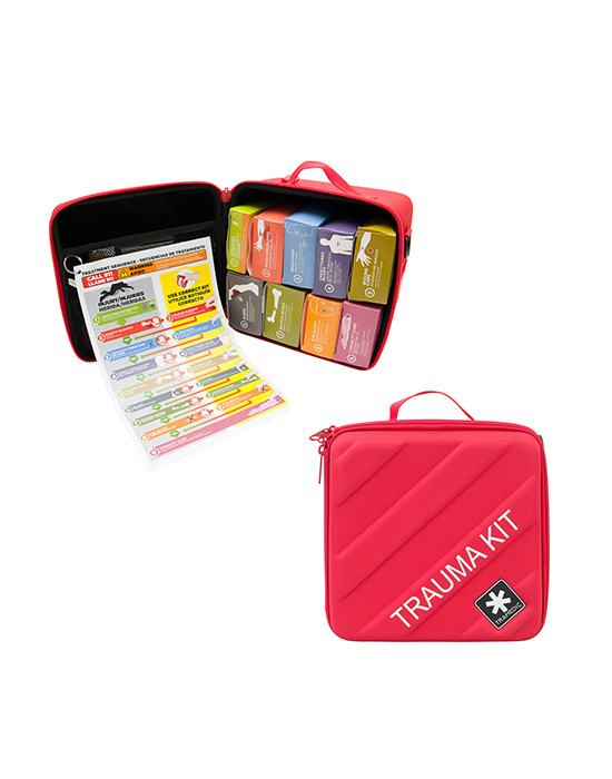 medical emergency kit with red carrying case 