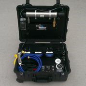 Water filtration device in carrying case